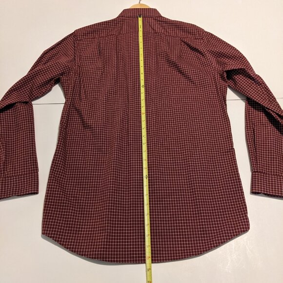 LLBean Slightly Fitted Red Wrinkle-Free Check Shirt Size Medium Tall - Picture 11 of 11